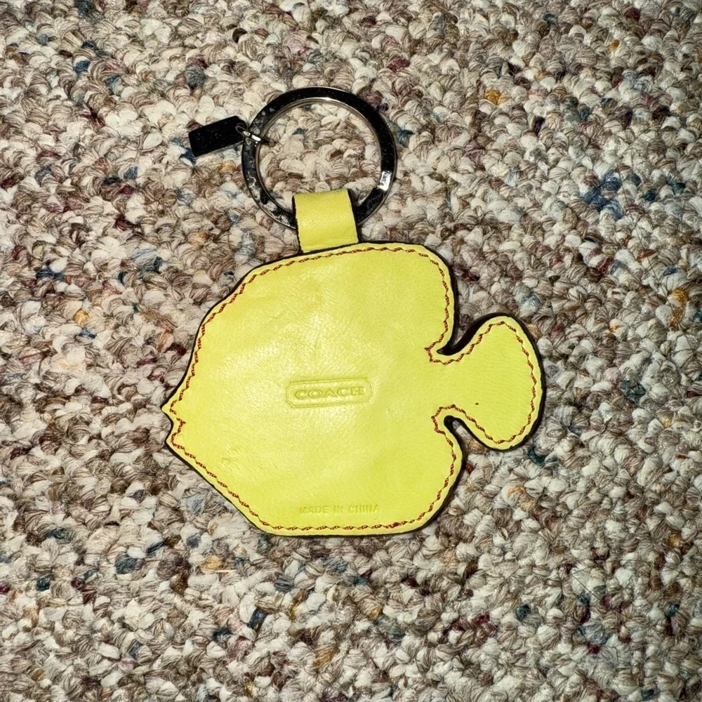 Coach Vibrant Yellow and Navy Fish Keychain